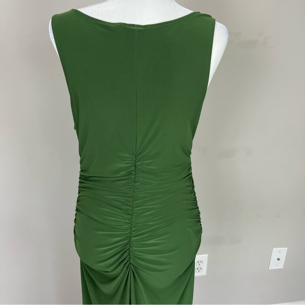 KAMALI KULTURE X NORMA KAMALI BODYCON RUCHED MIDI DRESS OLIVE GREEN SIZE LARGE - Picture 10 of 13